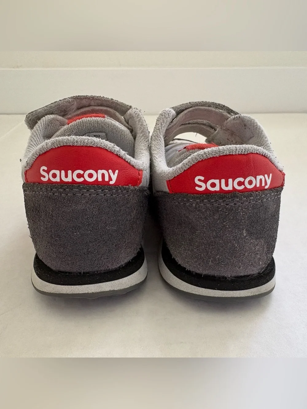 Saucony Originals Jazz Hook & Loop Sneakers Toddler Boy Sz 8.5M White Grey Red